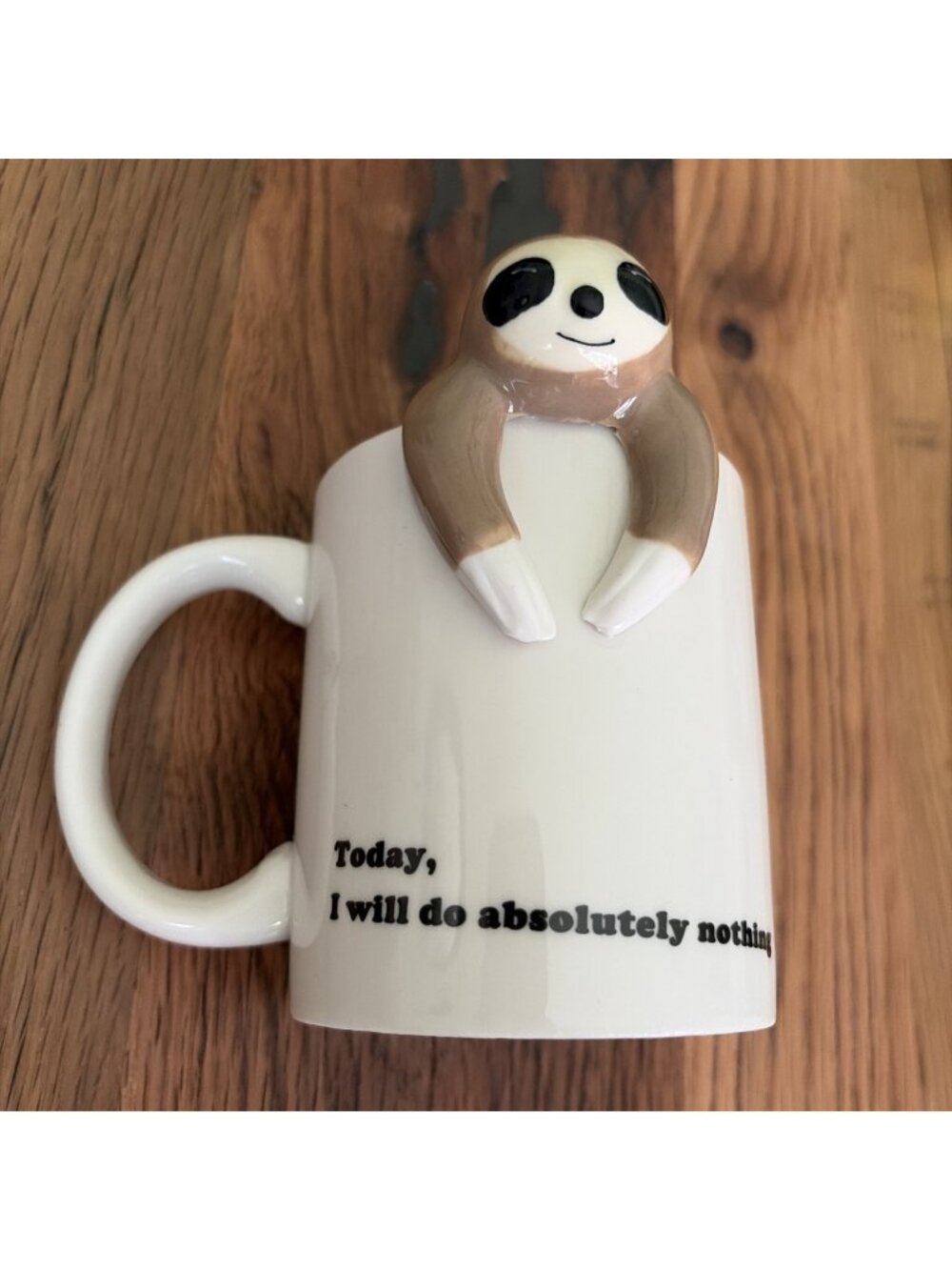 3D Sloth Coffee Ceramic Cup Mug “Today I Will Do Absolutely Nothing” 12 Oz